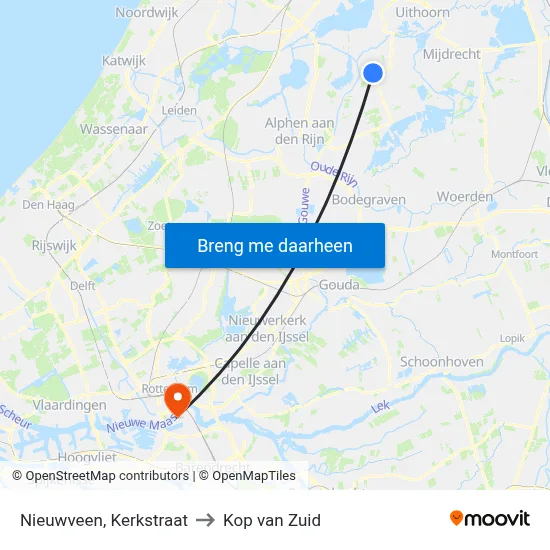 Nieuwveen, Kerkstraat to Kop van Zuid map
