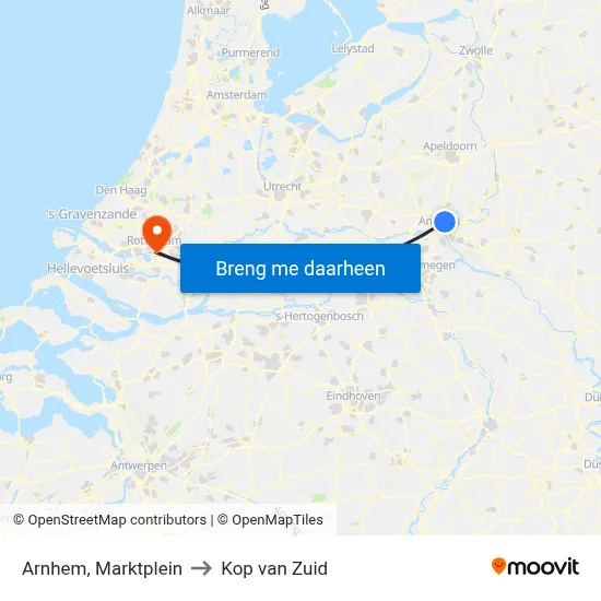 Arnhem, Marktplein to Kop van Zuid map