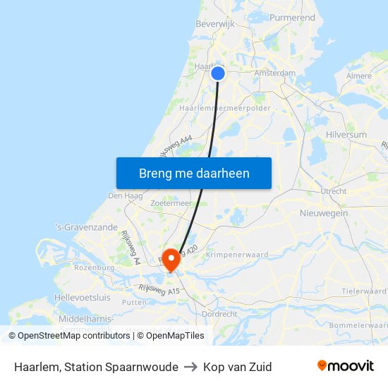 Haarlem, Station Spaarnwoude to Kop van Zuid map