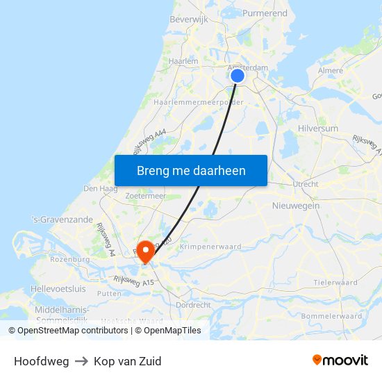 Hoofdweg to Kop van Zuid map