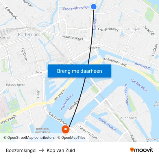Boezemsingel to Kop van Zuid map