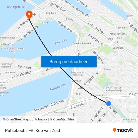 Putsebocht to Kop van Zuid map