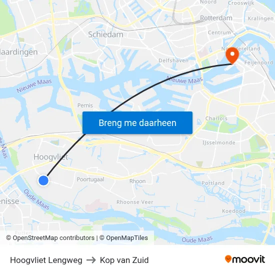 Hoogvliet Lengweg to Kop van Zuid map