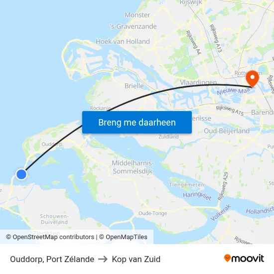 Ouddorp, Port Zélande to Kop van Zuid map