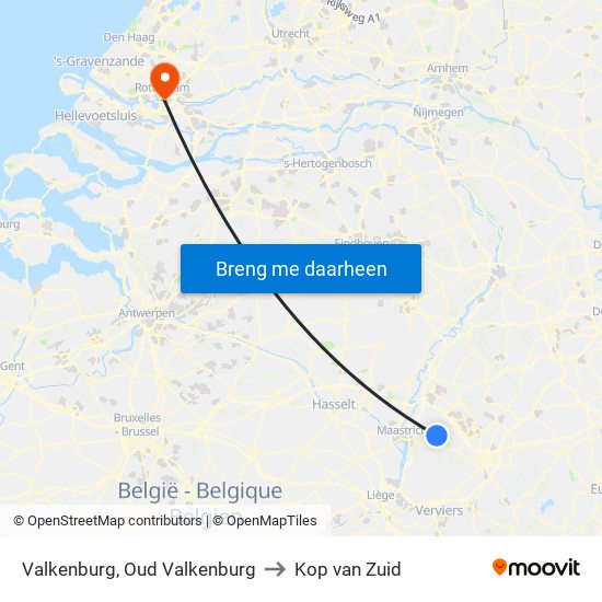Valkenburg, Oud Valkenburg to Kop van Zuid map
