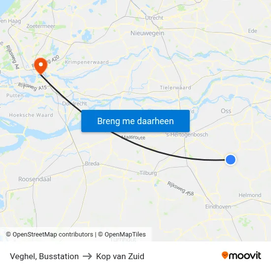 Veghel, Busstation to Kop van Zuid map