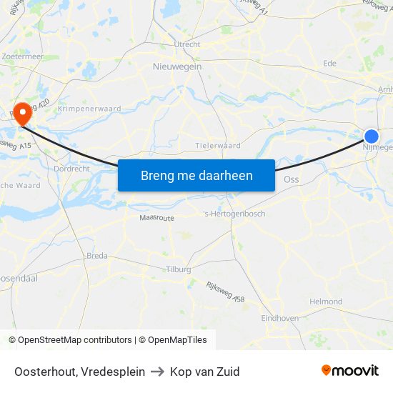 Oosterhout, Vredesplein to Kop van Zuid map