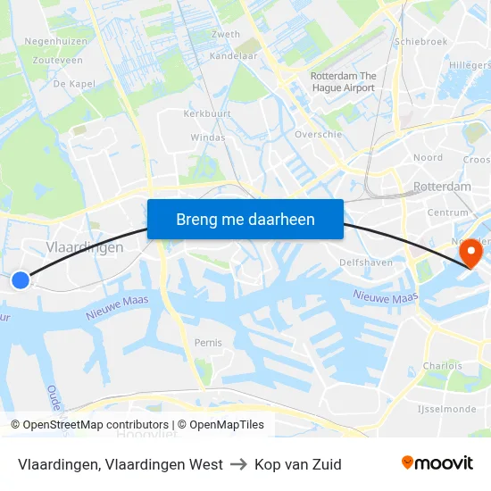Vlaardingen, Vlaardingen West to Kop van Zuid map