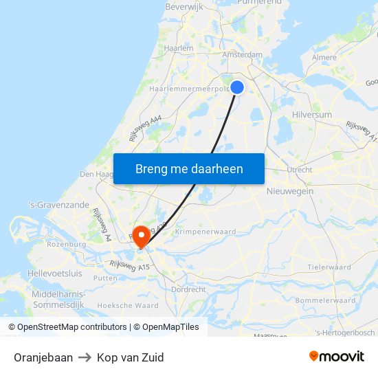 Oranjebaan to Kop van Zuid map