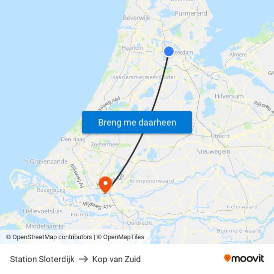 Station Sloterdijk to Kop van Zuid map