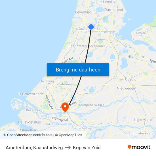 Amsterdam, Kaapstadweg to Kop van Zuid map