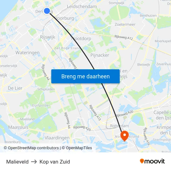 Malieveld to Kop van Zuid map