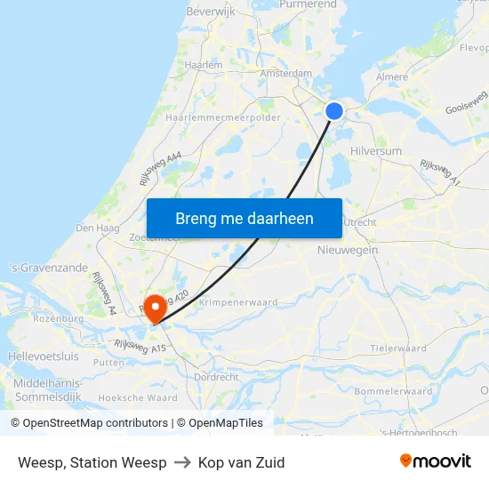 Weesp, Station Weesp to Kop van Zuid map