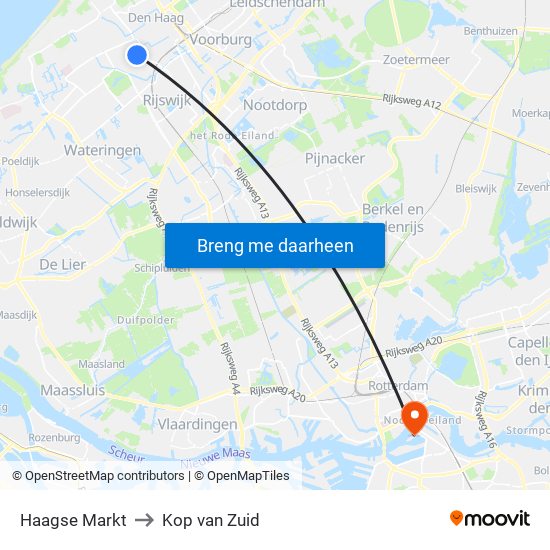 Haagse Markt to Kop van Zuid map