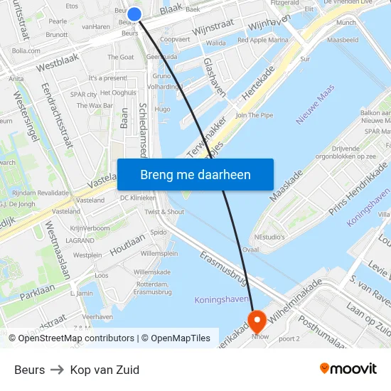 Beurs to Kop van Zuid map