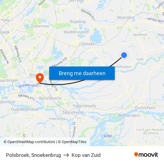 Polsbroek, Snoekenbrug to Kop van Zuid map