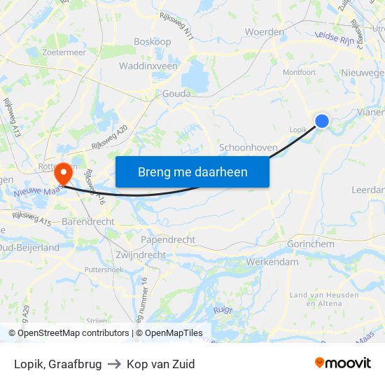 Lopik, Graafbrug to Kop van Zuid map