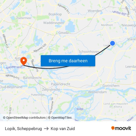 Lopik, Scheppebrug to Kop van Zuid map