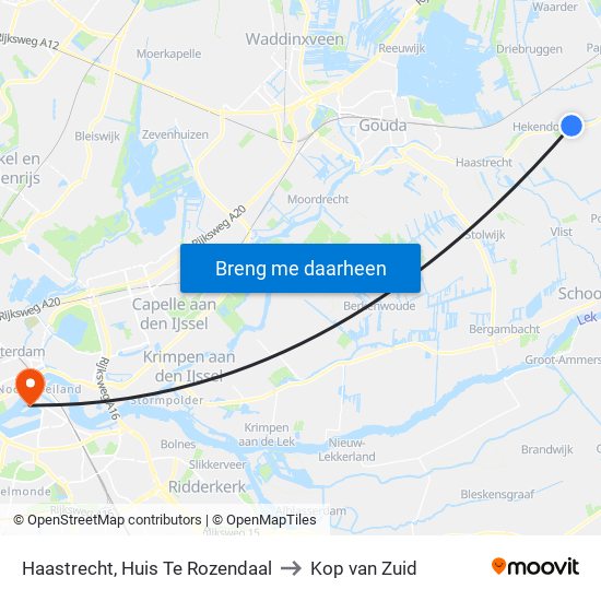 Haastrecht, Huis Te Rozendaal to Kop van Zuid map