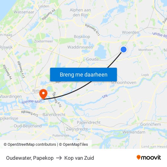 Oudewater, Papekop to Kop van Zuid map