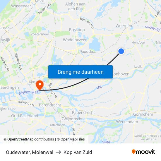 Oudewater, Molenwal to Kop van Zuid map