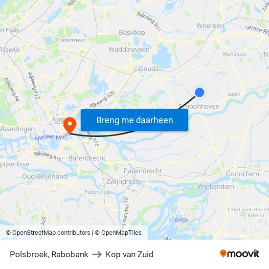 Polsbroek, Rabobank to Kop van Zuid map