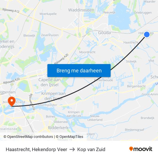 Haastrecht, Hekendorp Veer to Kop van Zuid map