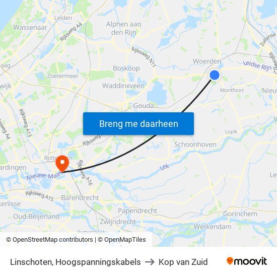 Linschoten, Hoogspanningskabels to Kop van Zuid map