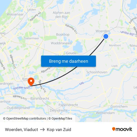 Woerden, Viaduct to Kop van Zuid map