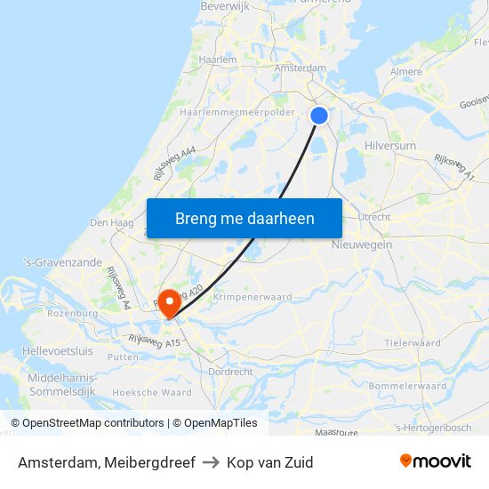 Amsterdam, Meibergdreef to Kop van Zuid map