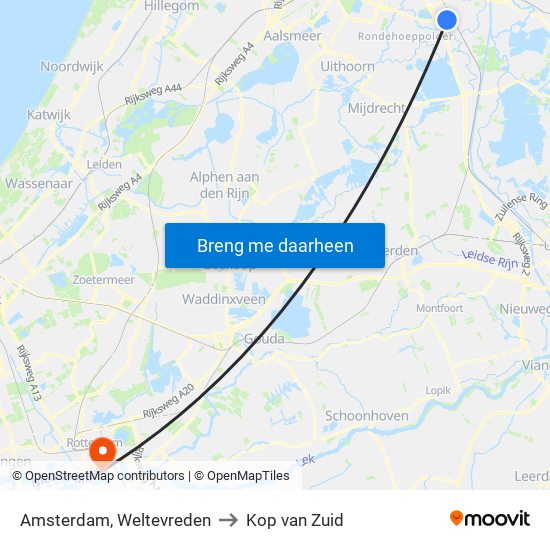 Amsterdam, Weltevreden to Kop van Zuid map