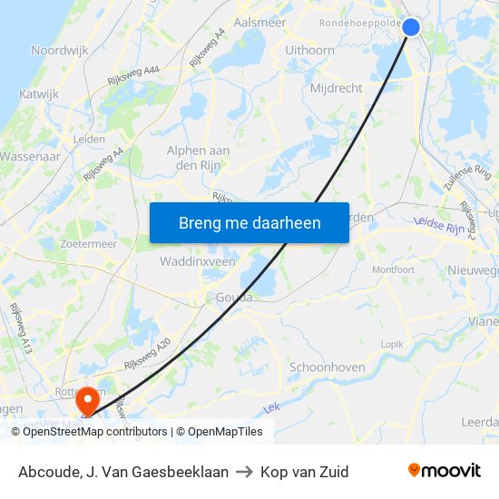 Abcoude, J. Van Gaesbeeklaan to Kop van Zuid map