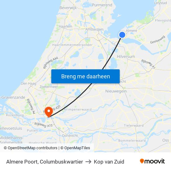 Almere Poort, Columbuskwartier to Kop van Zuid map