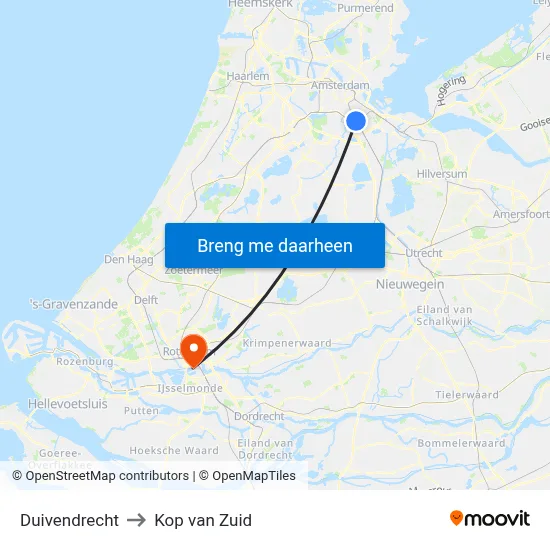 Duivendrecht to Kop van Zuid map