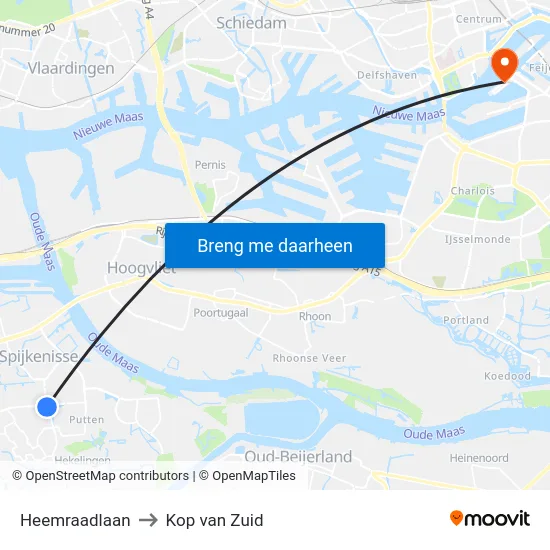 Heemraadlaan to Kop van Zuid map
