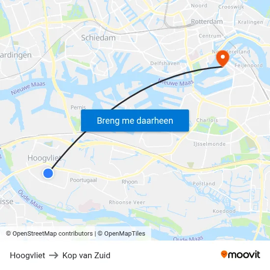 Hoogvliet to Kop van Zuid map