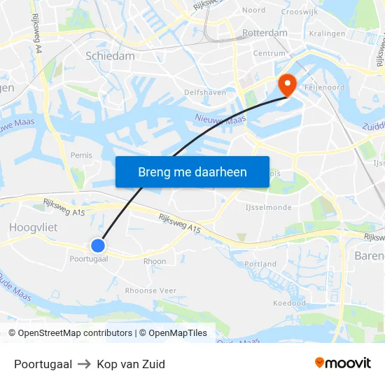 Poortugaal to Kop van Zuid map