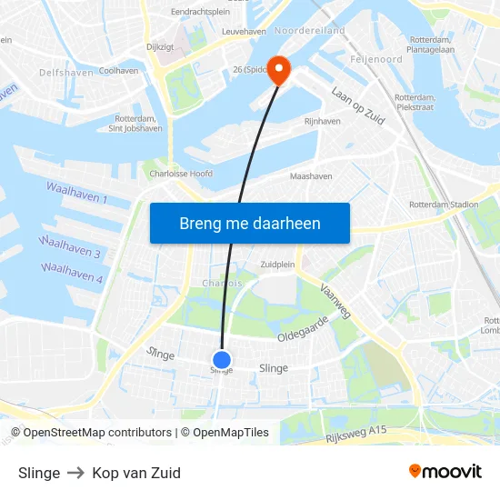 Slinge to Kop van Zuid map