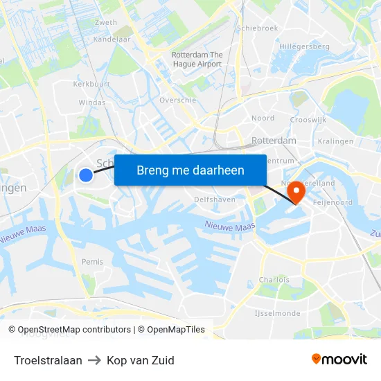 Troelstralaan to Kop van Zuid map