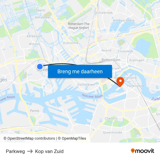 Parkweg to Kop van Zuid map