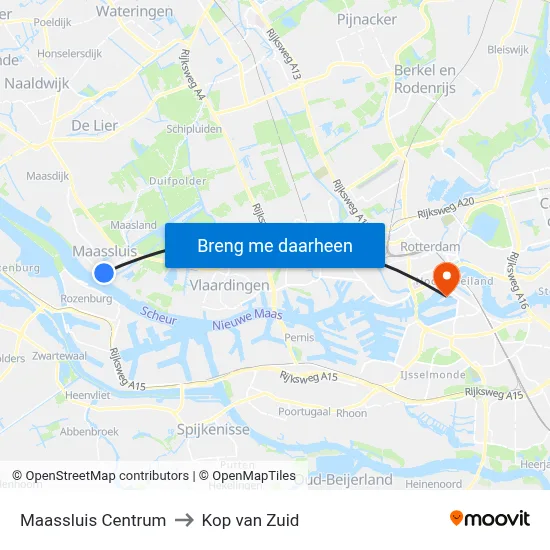 Maassluis Centrum to Kop van Zuid map