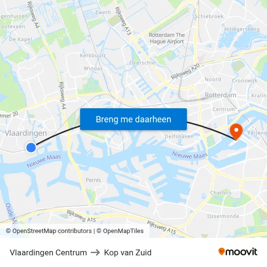 Vlaardingen Centrum to Kop van Zuid map