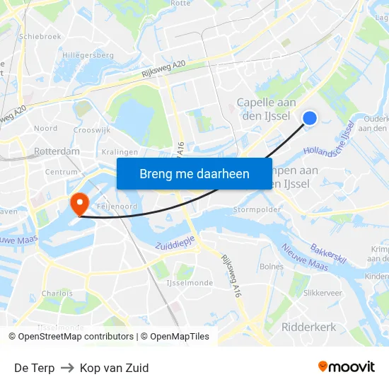 De Terp to Kop van Zuid map