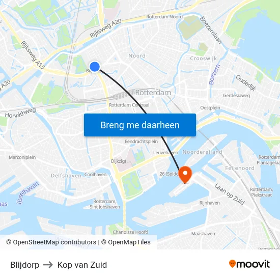 Blijdorp to Kop van Zuid map