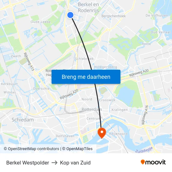 Berkel Westpolder to Kop van Zuid map