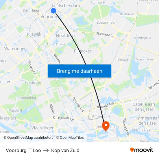 Voorburg 'T Loo to Kop van Zuid map