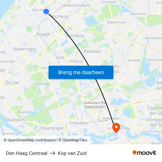 Den Haag Centraal to Kop van Zuid map