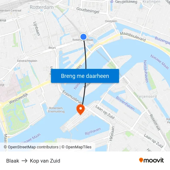 Blaak to Kop van Zuid map