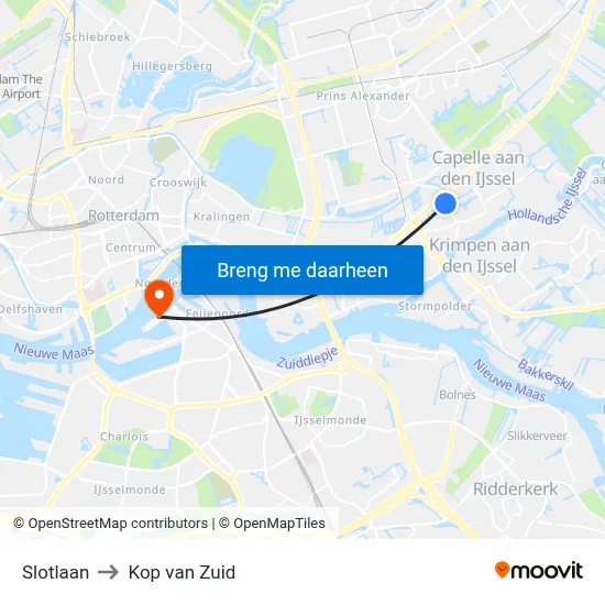 Slotlaan to Kop van Zuid map