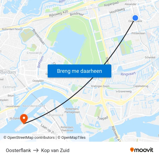 Oosterflank to Kop van Zuid map